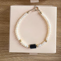 Pulsera Turmalina Negra & Perlas del río