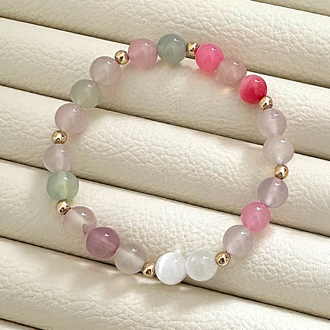 Pulsera Ágata Rosa & Selenita