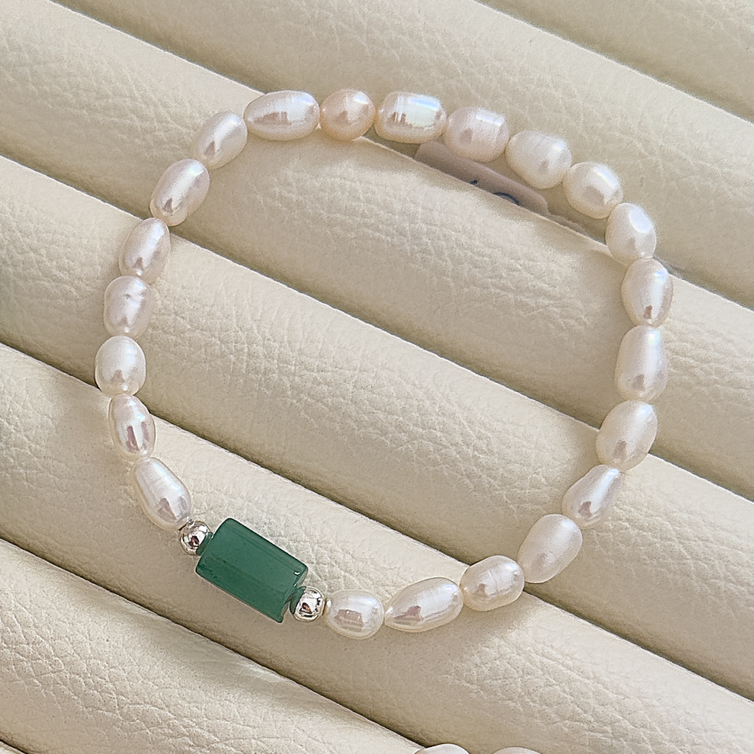 Pulsera Jade con perlas del río