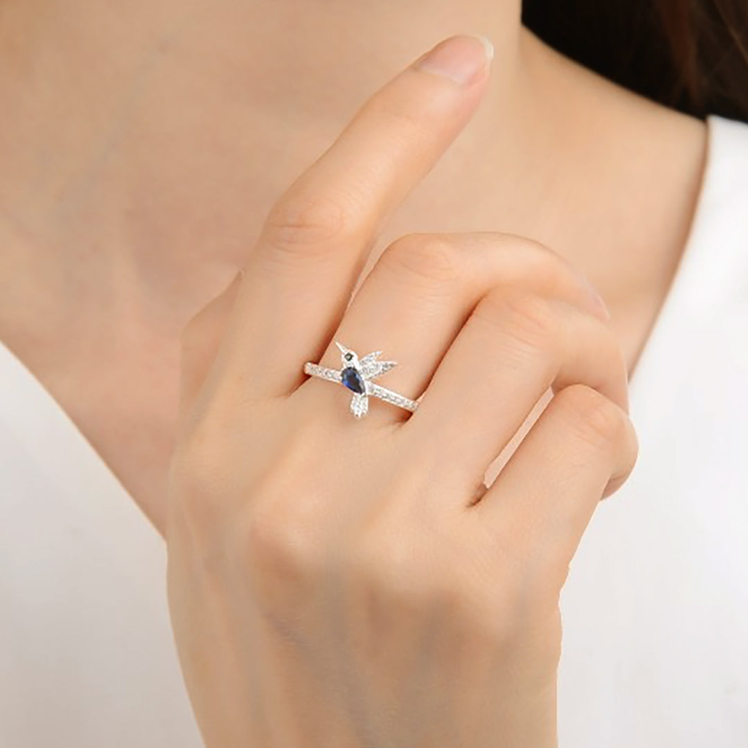 Anillo colibrí azul
