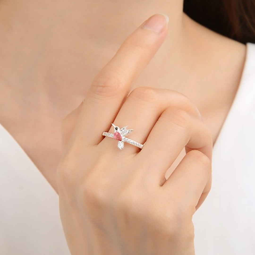 Anillo colibrí rosado