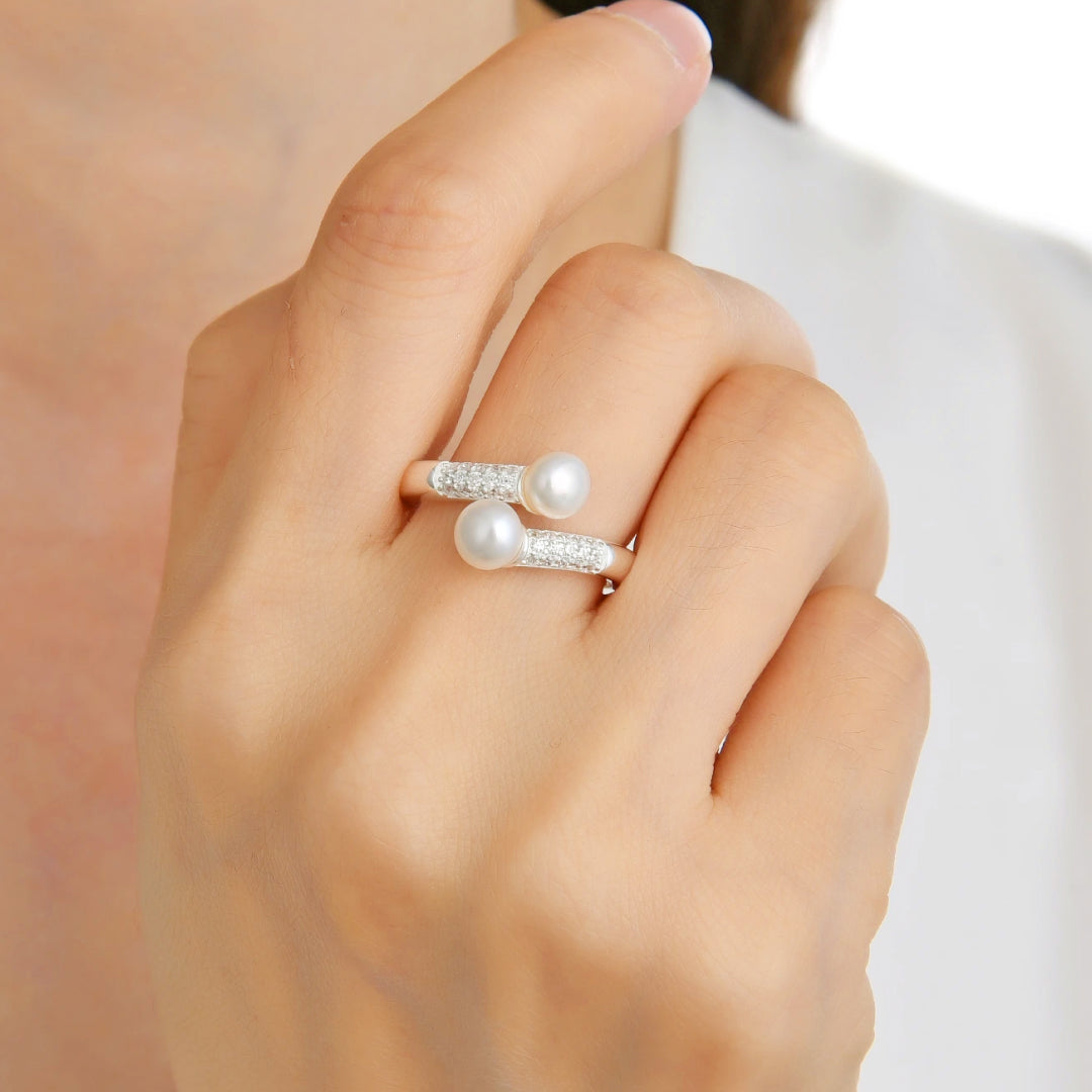 Anillo bold con perlas