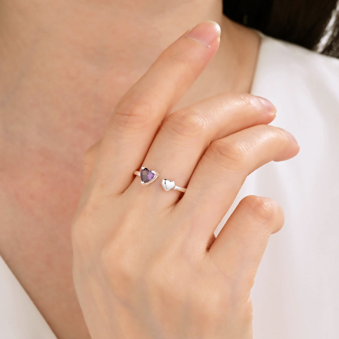 Anillo cora doble morado