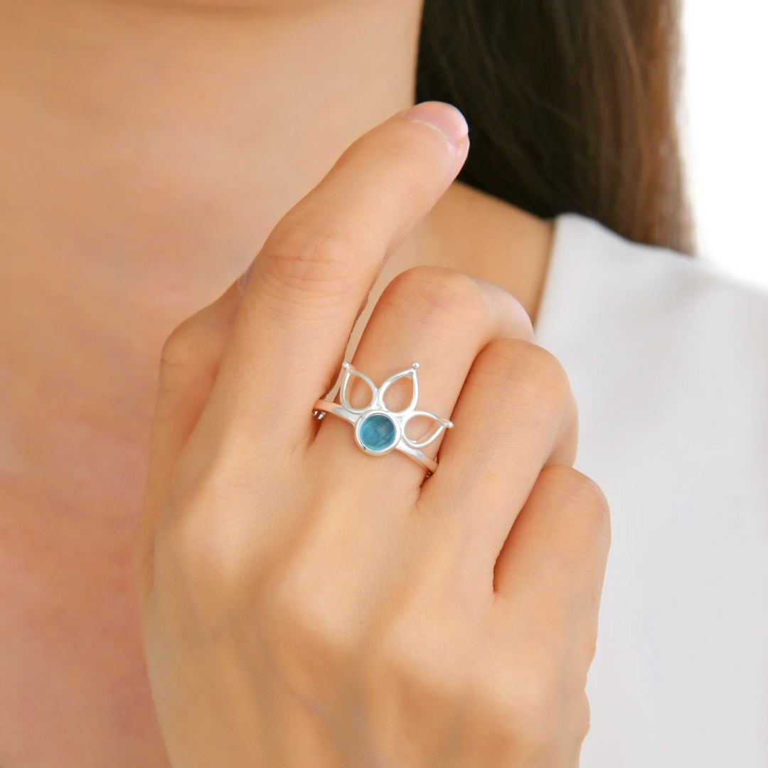 Anillo Flor de Loto Turquesa