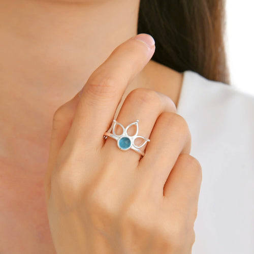 Anillo Flor de Loto Turquesa