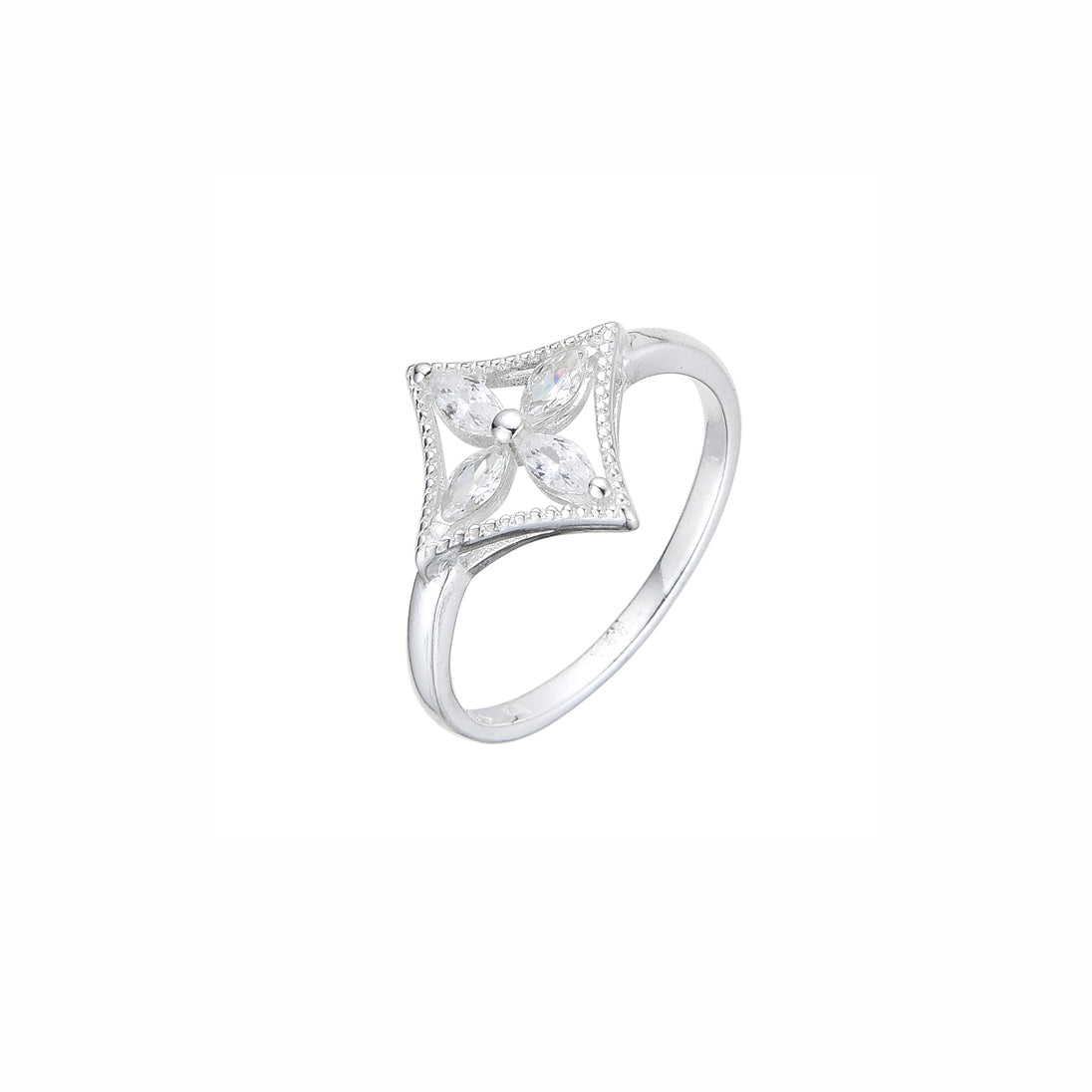 Anillo Flor en Rombo